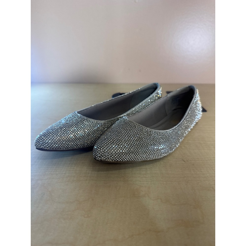 Dream Pairs Silver Rhinestone‎ Pointed Toe Ballet Flats Womens Size 6 Sparkly